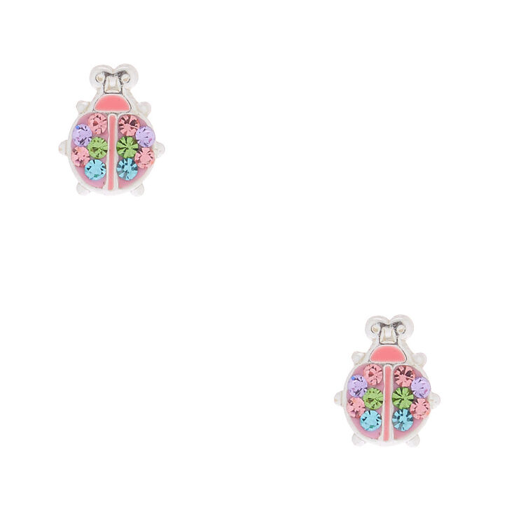 Sterling Silver Ladybird Stud Earrings,