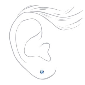 14kt White Gold 4MM Crystal Light Sapphire Studs Ear Piercing Kit with Ear Care Solution,