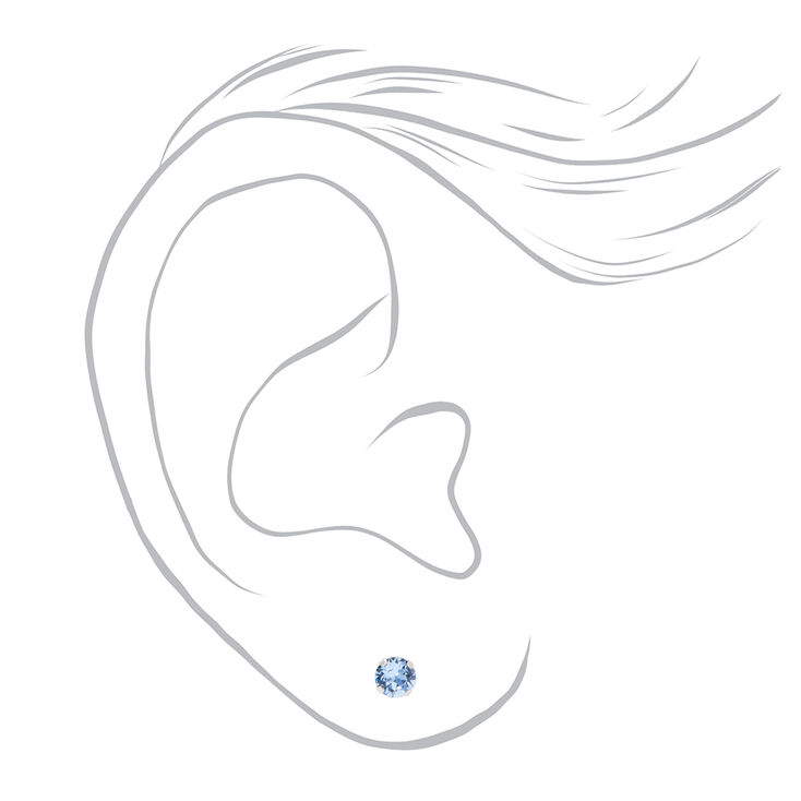 14kt White Gold 4MM Crystal Light Sapphire Studs Ear Piercing Kit with Ear Care Solution,