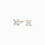 C LUXE by Claire&#39;s 14k Yellow Gold Cubic Zirconia 3MM Square Stud Earrings,