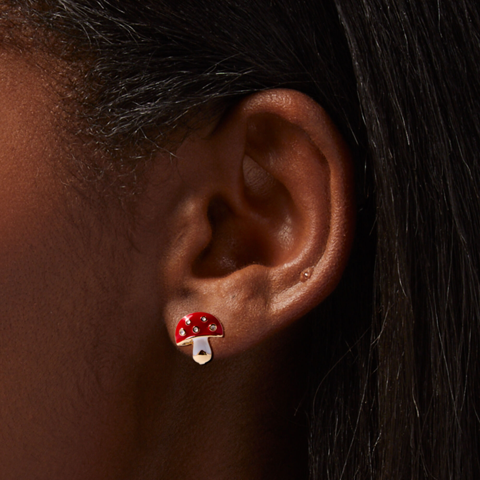 Red Mushroom Clip On Stud Earrings