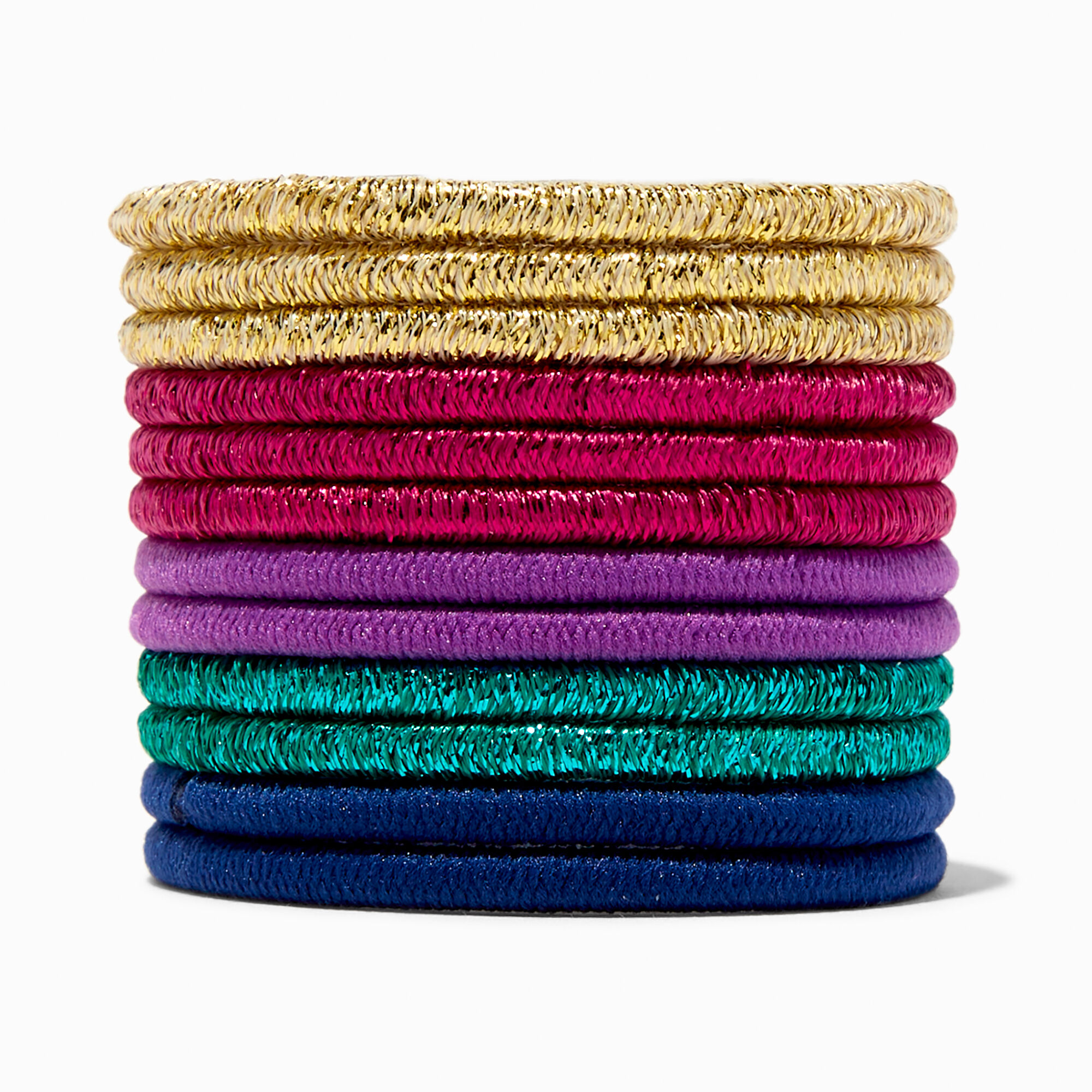 View Claires Jewel Tone Luxe Hair Ties 12 Pack information