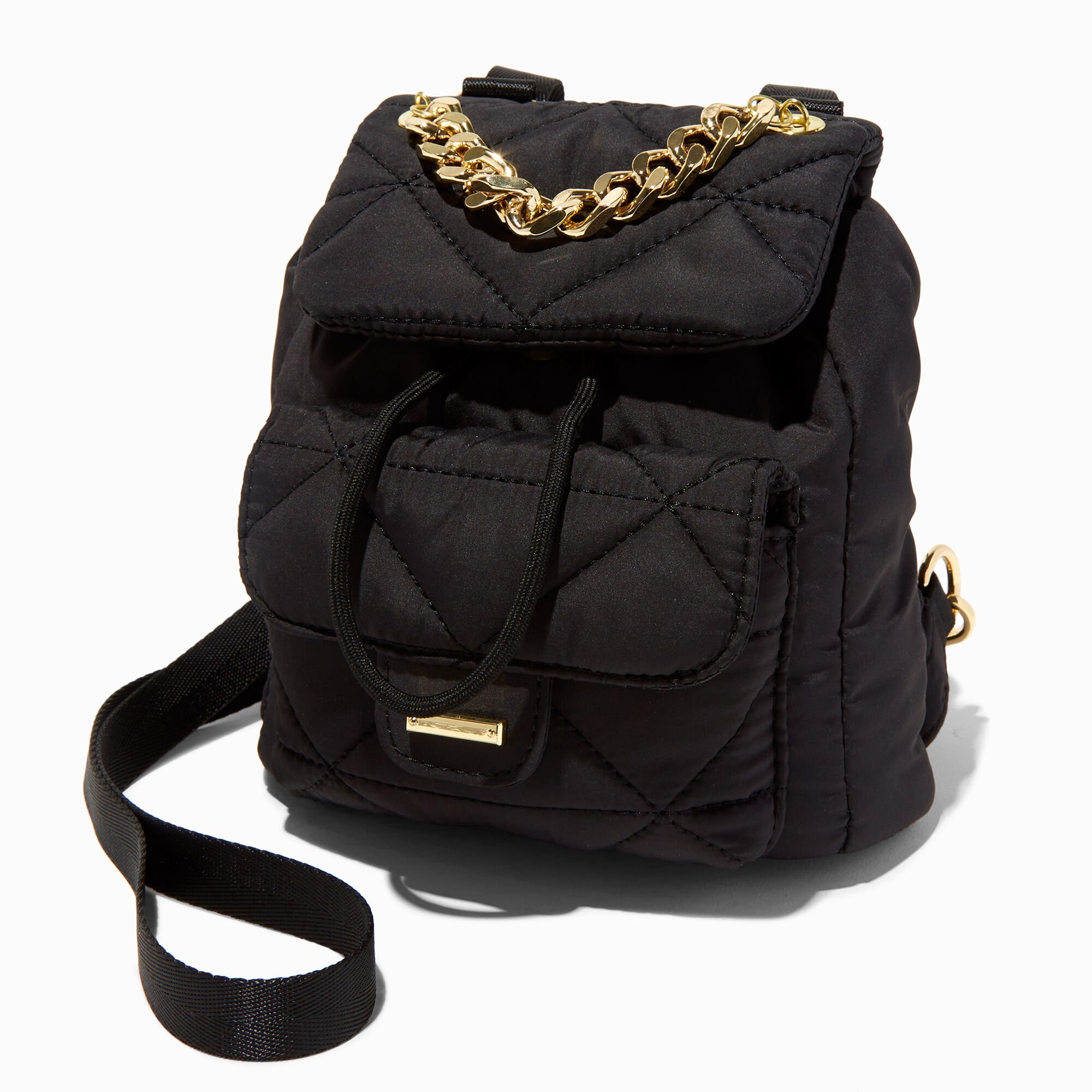 View Claires Quilted Chain Handle Backpack Black information