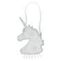 Porte-bijoux &agrave; suspendre couleur argent&eacute; avec paillettes motif licorne,