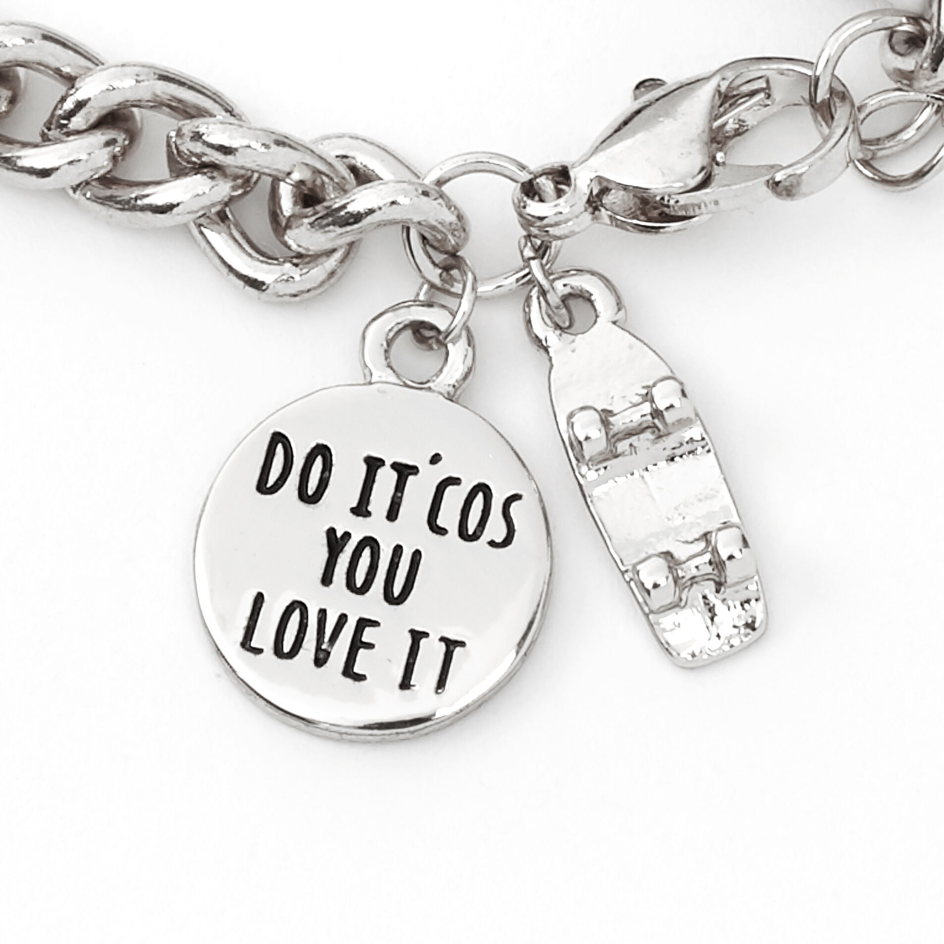 Sky Brown™ Padlock Chain Bracelet – Silver-tone,