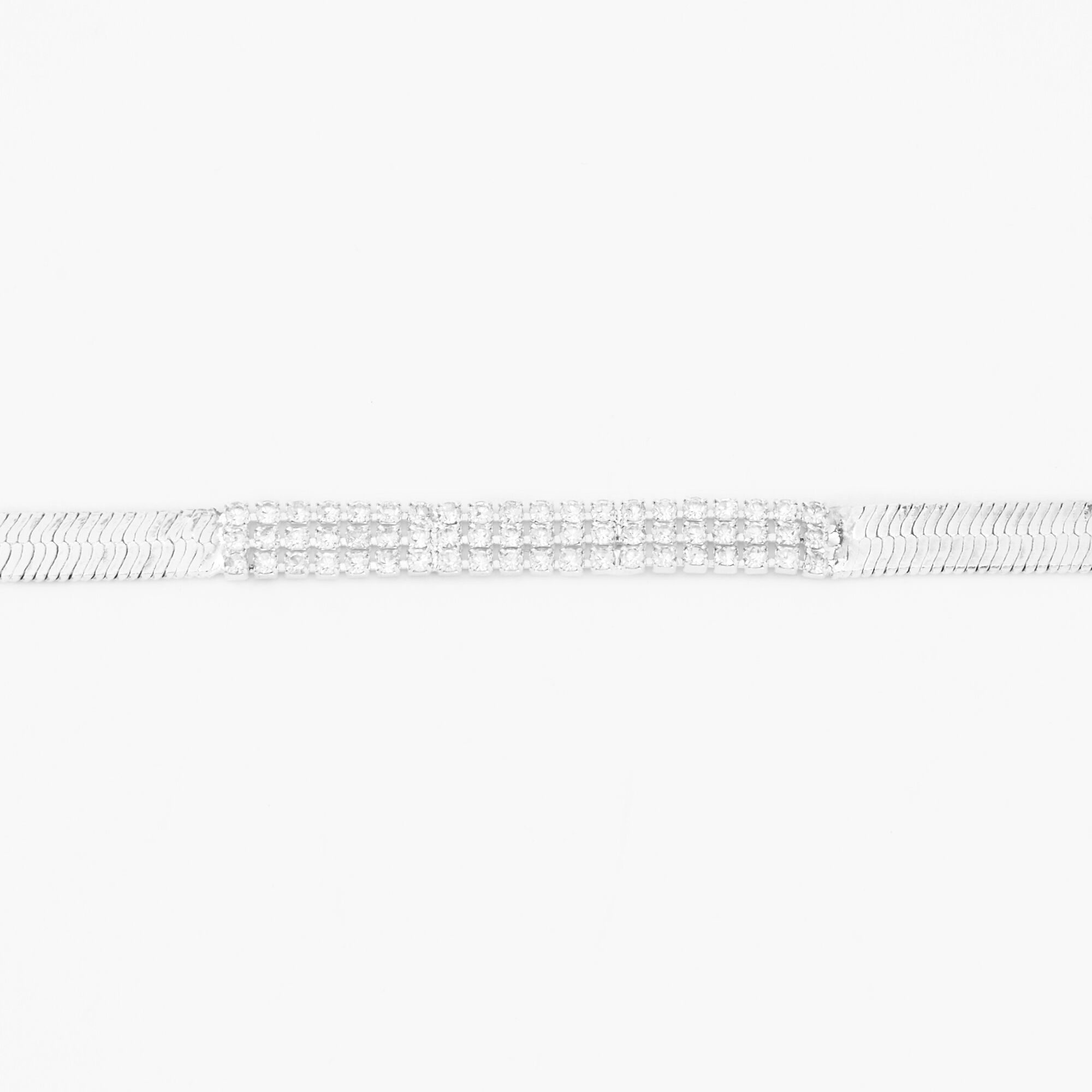 Silver Crystal & Herringbone Chain Bracelet,