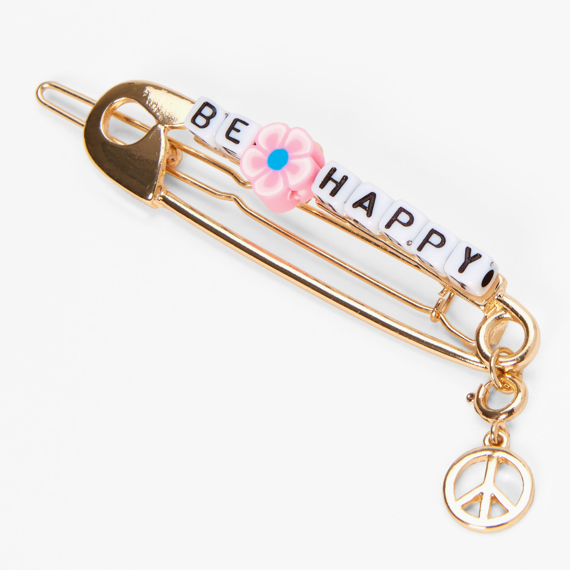 Claire's Épingle à cheveux « Be Happy » couleur dorée