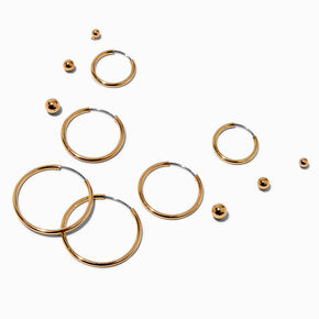 Gold Graduated Earrings Set - 6 Pack,