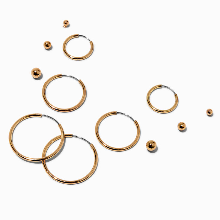 Gold-tone Graduated Earring Stackables Set - 6 Pack,