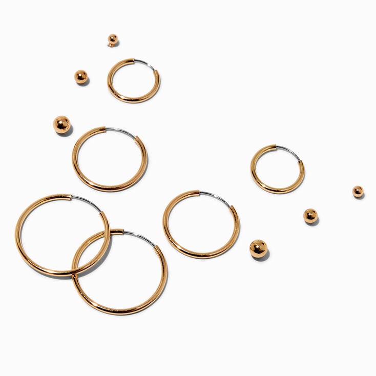 Gold Graduated Earrings Set - 6 Pack