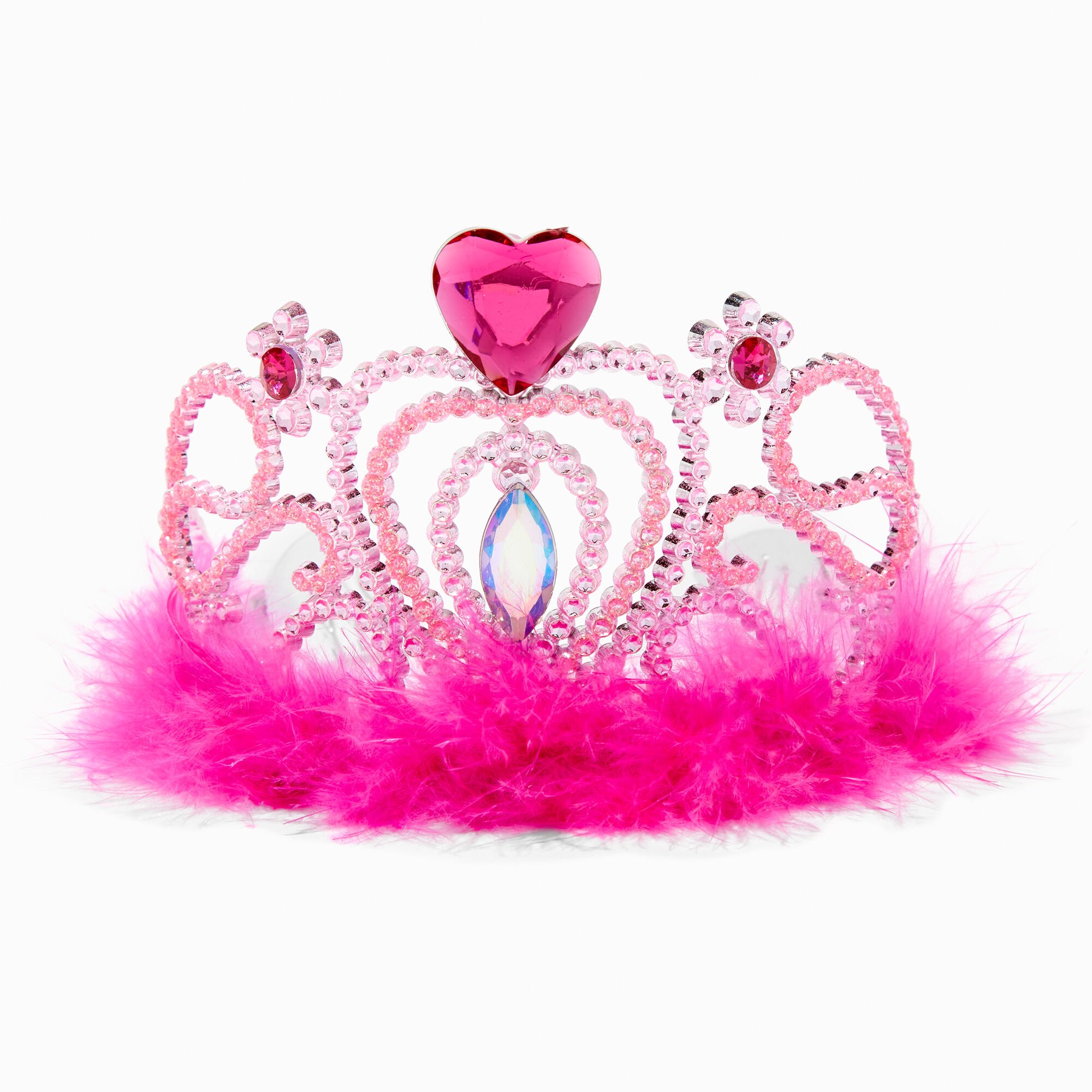 Claire's Club Hot Pink Heart Crown,