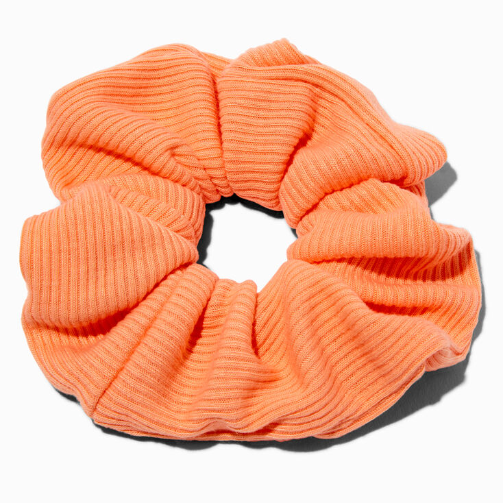 Ribbed Peach Hair Scrunchie,