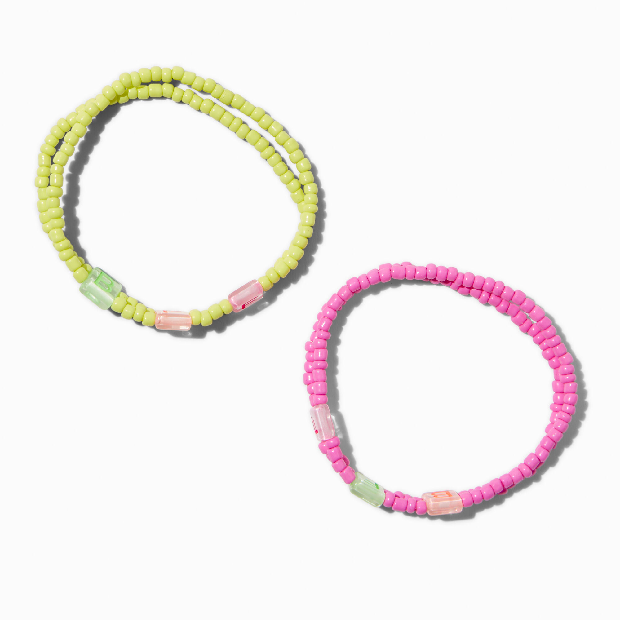 View Claires Best Friends Neon Beaded bff Stretch Bracelets 2 Pack information