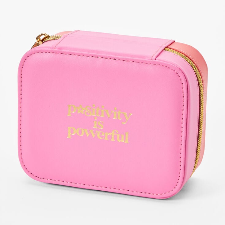 Positivity is Power Pink Two Tone Travel Jewelry Holder,