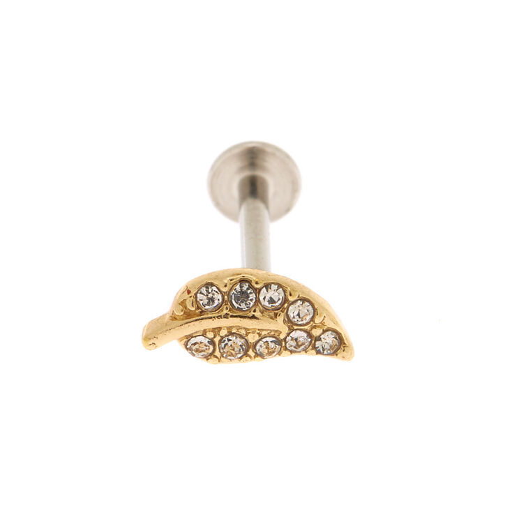 Gold 16G Leaf Tragus Stud Earring,