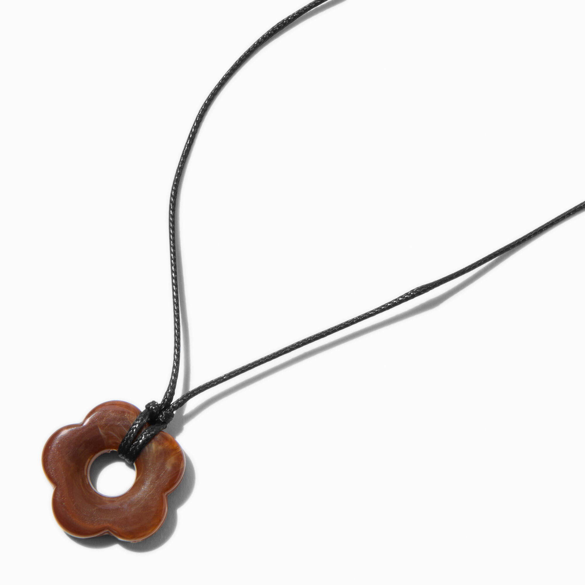 Brown Daisy Cord Pendant Necklace,