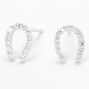 Sterling Silver Cubic Zirconia Horseshoe Stud Earrings,