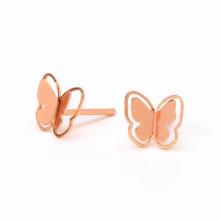 C LUXE by Claire&#39;s 18k Rose Gold Plated Butterfly Stud Earrings,