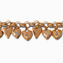 Gold-tone Mixed Heart Charm Bracelet ,