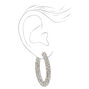 Silver 40MM Pave Embellished Hoop Earrings,