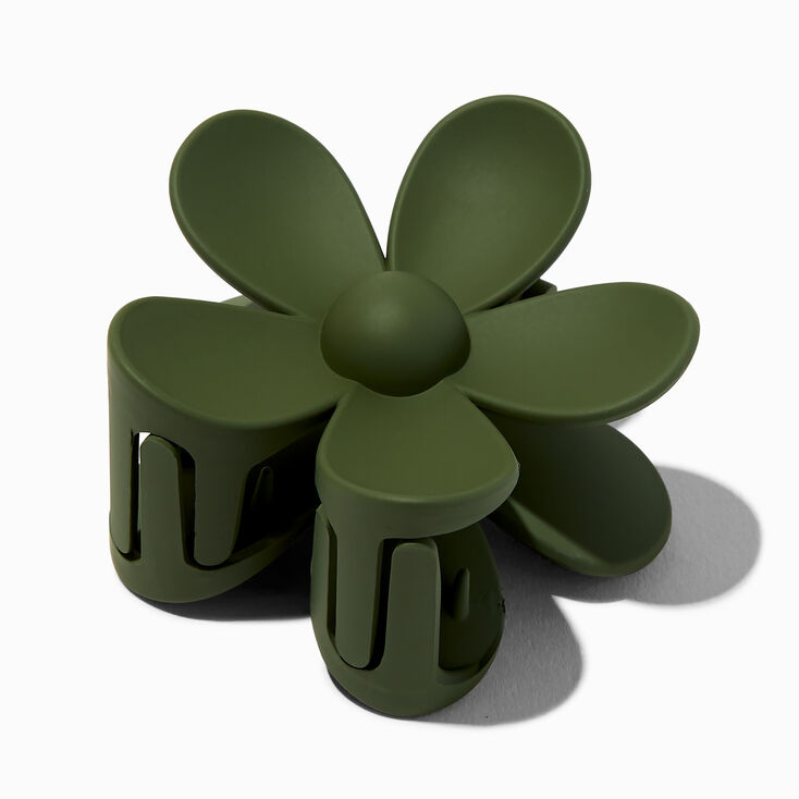 Pince &agrave; cheveux de taille moyenne fleur vert sauge,