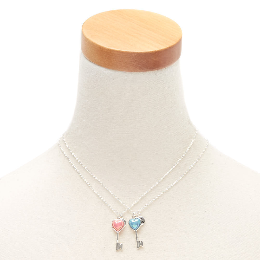 Sisters Heart Key Pendant Necklaces - 2 Pack,