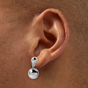 Silver-tone Two Ball Stud Earrings,