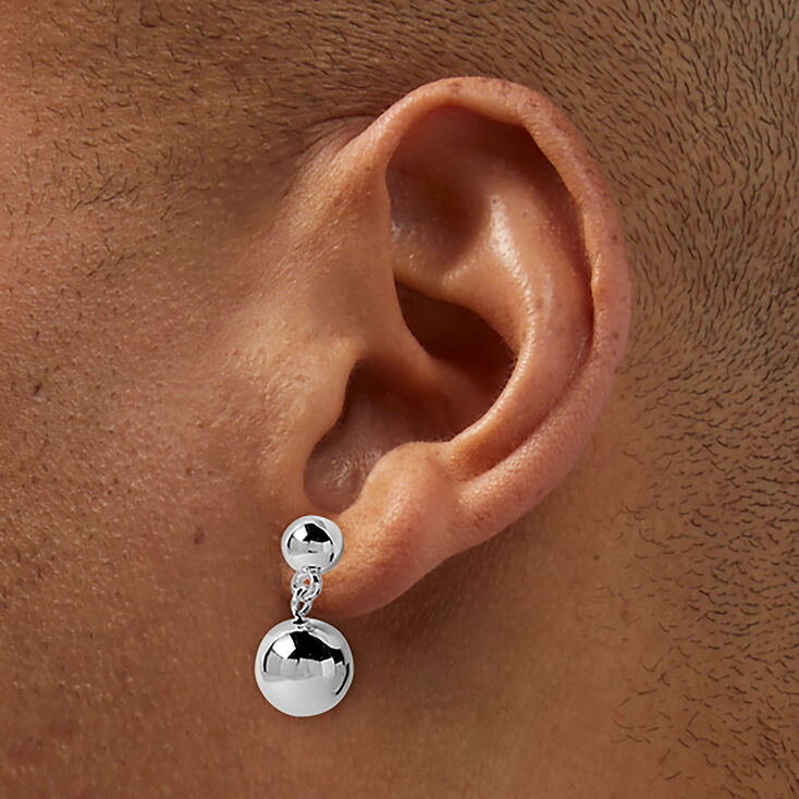 Silver-tone Two Ball Stud Earrings,