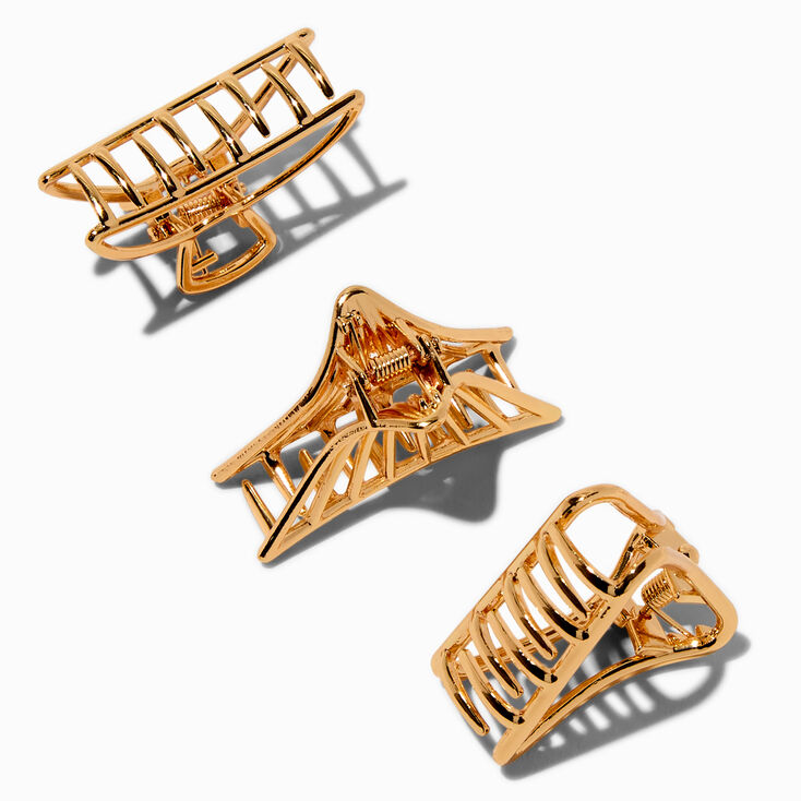 Gold-tone Triangle Hair Claws - 3 Pack,