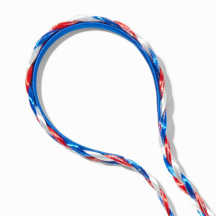 Stars &amp; Stripes Red, White &amp; Blue Braid Faux Hair Headband,