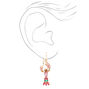Gold 2&quot; Pink Lobster Crystal Drop Earrings,