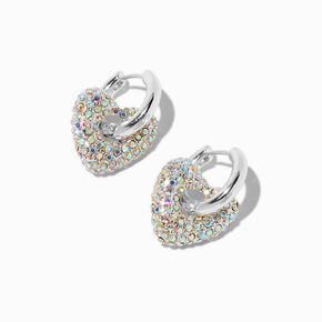 Cr&eacute;oles c&oelig;ur bomb&eacute; strass AB iridescent couleur argent&eacute;e,