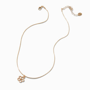 Gold-tone Textured Flower Pendant Necklace ,