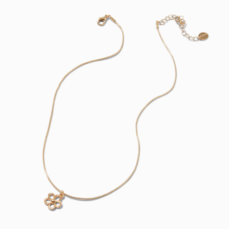 Textured Flower Gold-tone Pendant Necklace