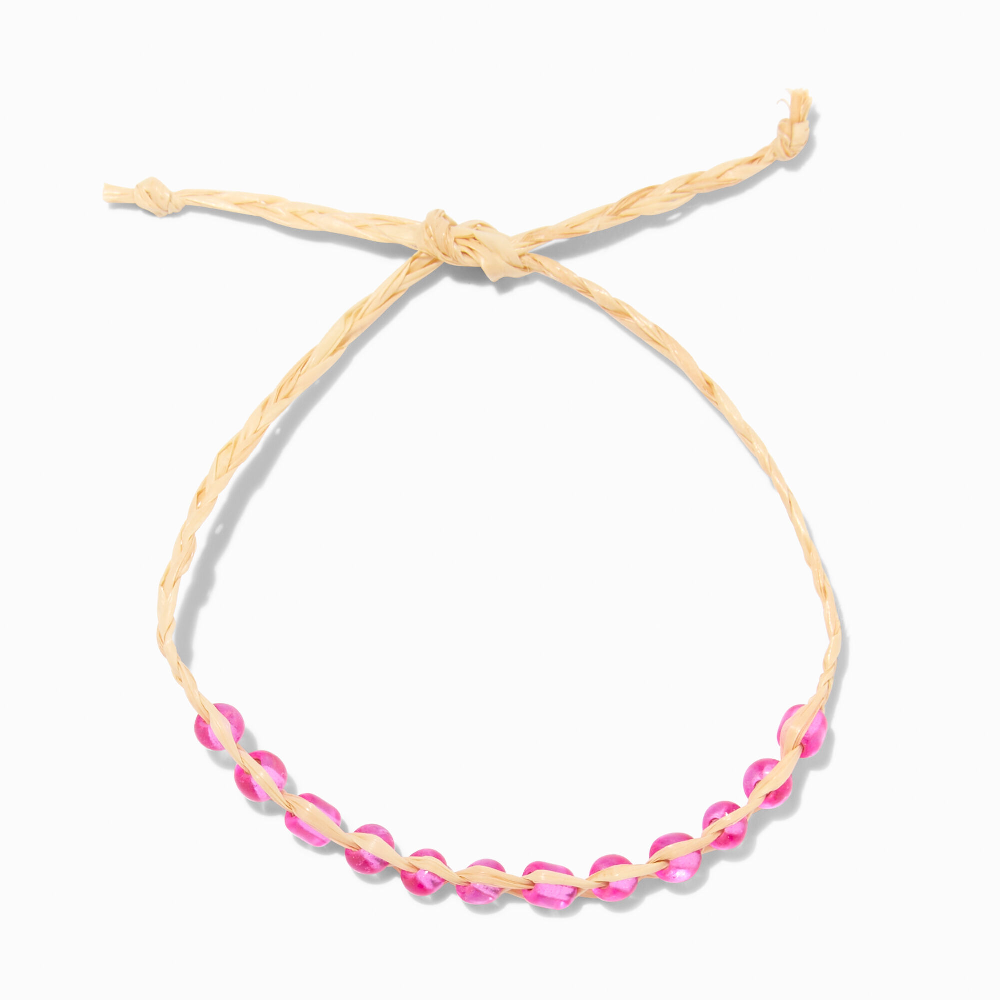 Pink Bead Adjustable Cord Wish Bracelet,