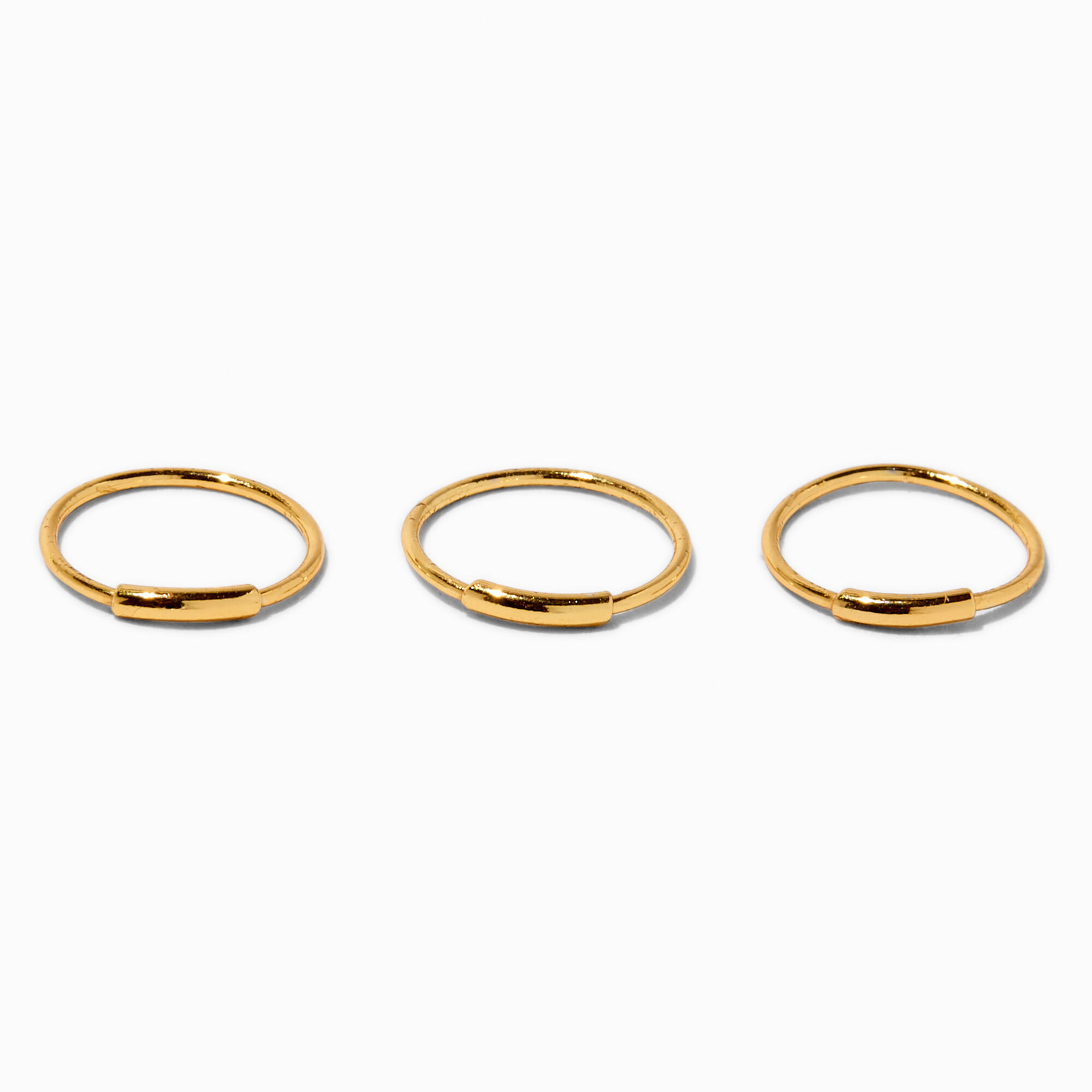 22G Gold-tone Sterling Silver Bar Hoop Nose Rings - 3 Pack,