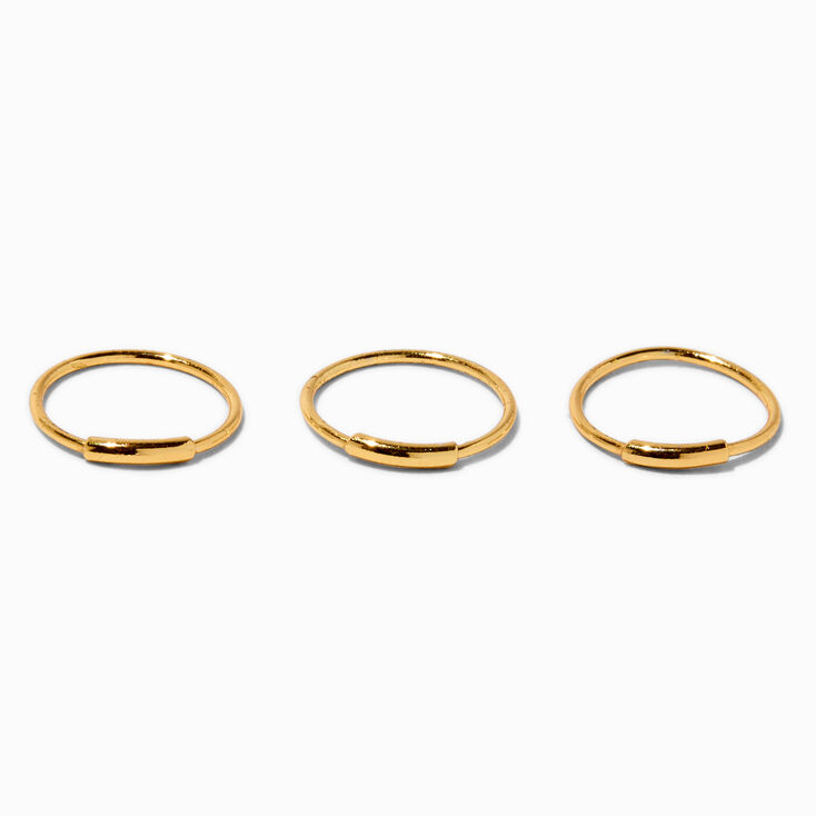 22G Gold-tone Sterling Silver Bar Hoop Nose Rings - 3 Pack,