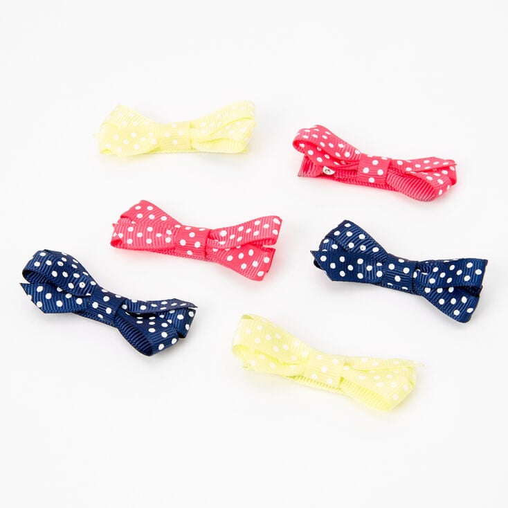 Claire&#39;s Club Polka Dot Ribbon Hair Bow Clips - 6 Pack,