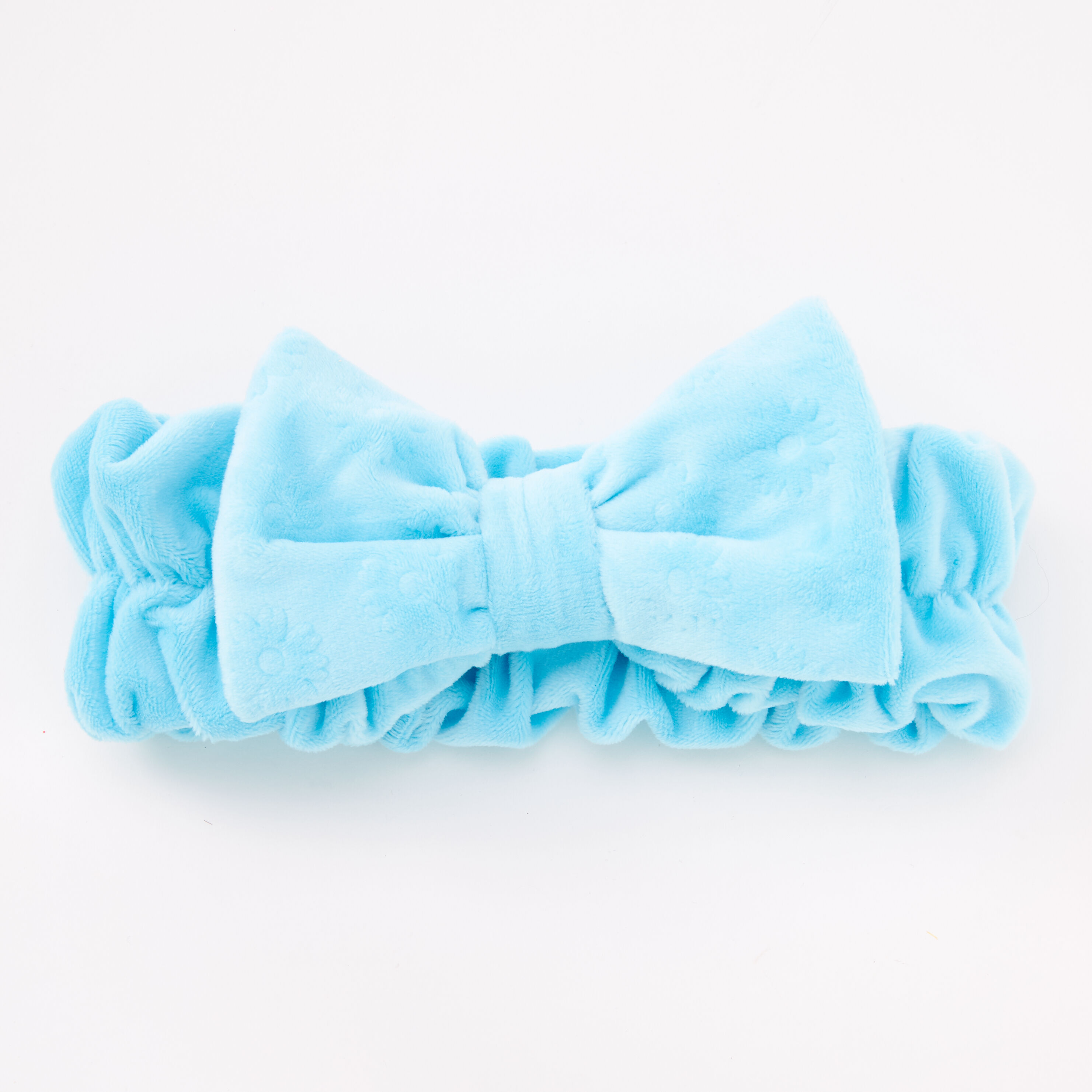 Blue Plush Makeup Bow Headwrap,
