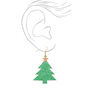 2&quot; Glitter Christmas Tree Drop Earrings - Green,