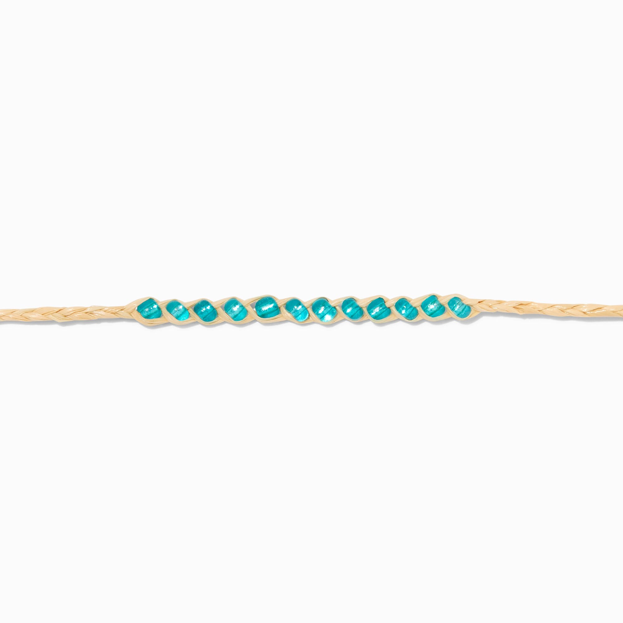Turquoise Bead Adjustable Cord Wish Bracelet,