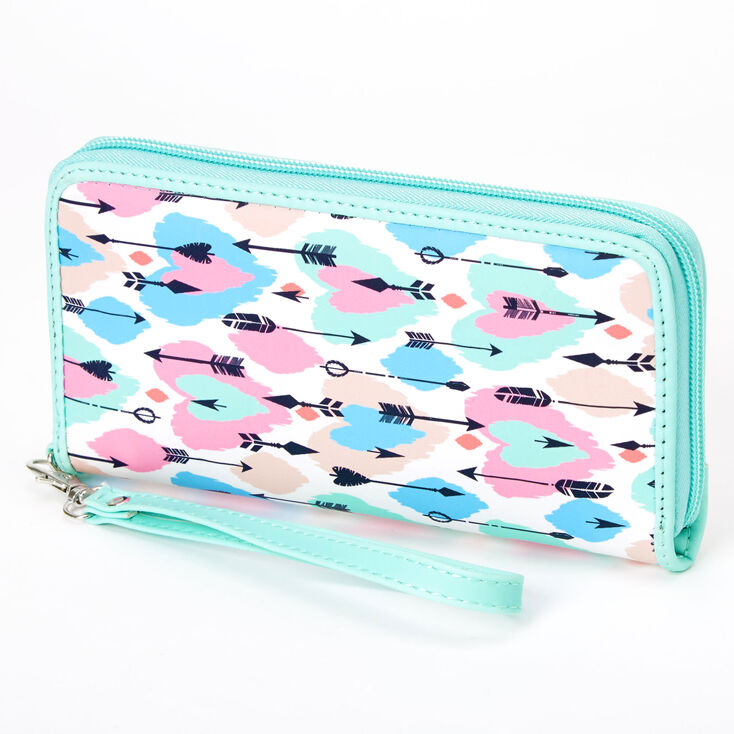 Claire's Pochette poignet motif flèche pastel - Vert menthe