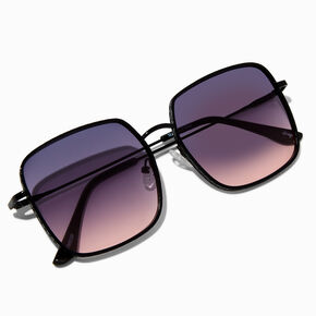 Black Metal Square Lens Sunglasses,