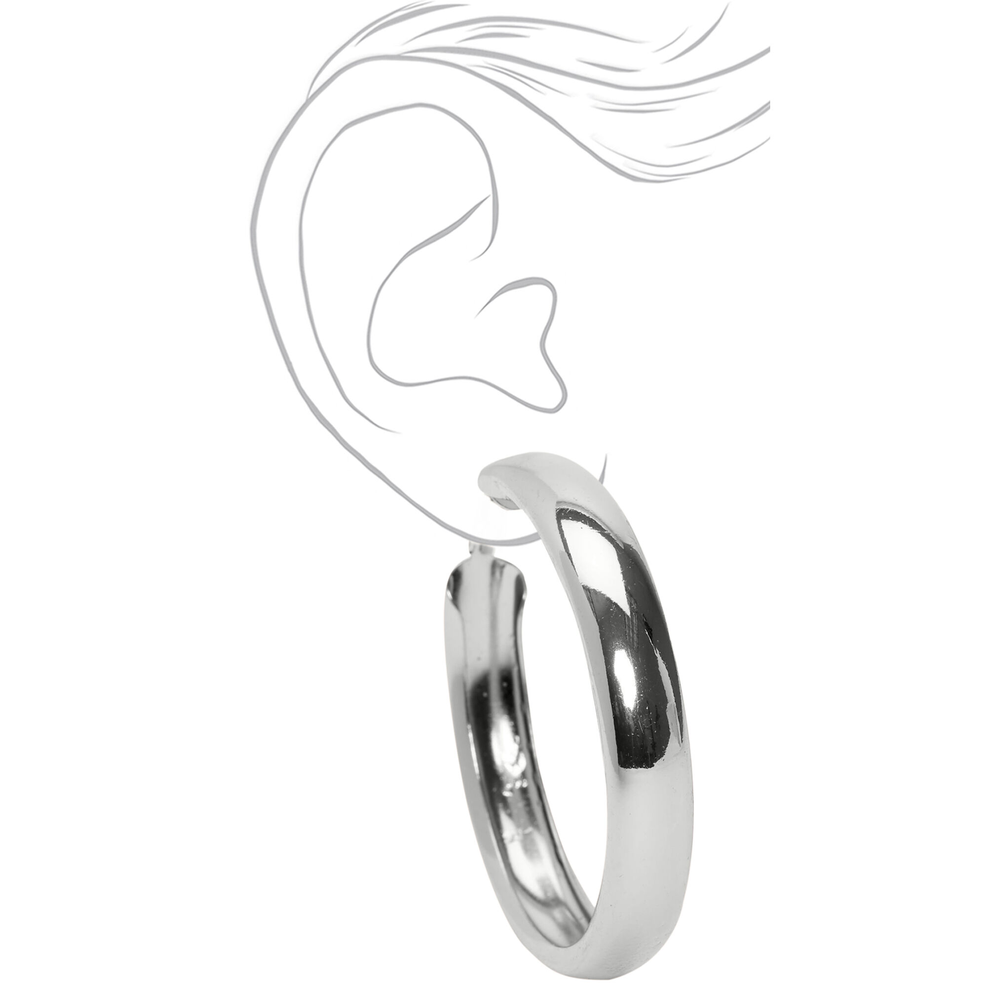 Silver 50MM Tube Hoop Earrings,