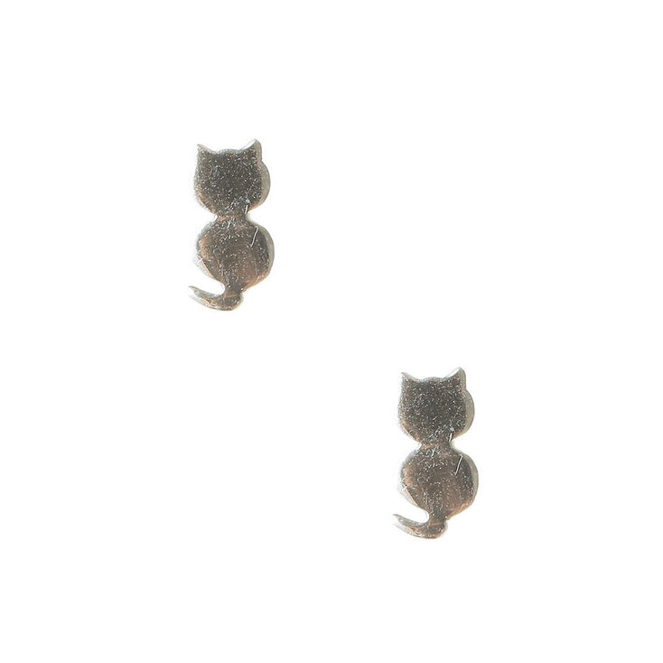 Claire's Clous d'oreille chat couleur argenté