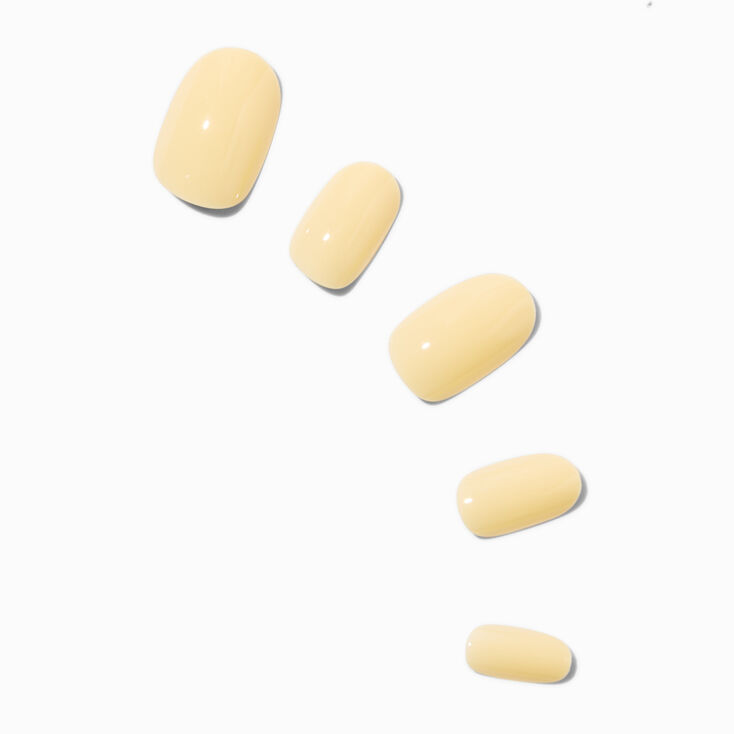 Glossy Butter Yellow Squoval Vegan Faux Nail Set - 24 Pack,
