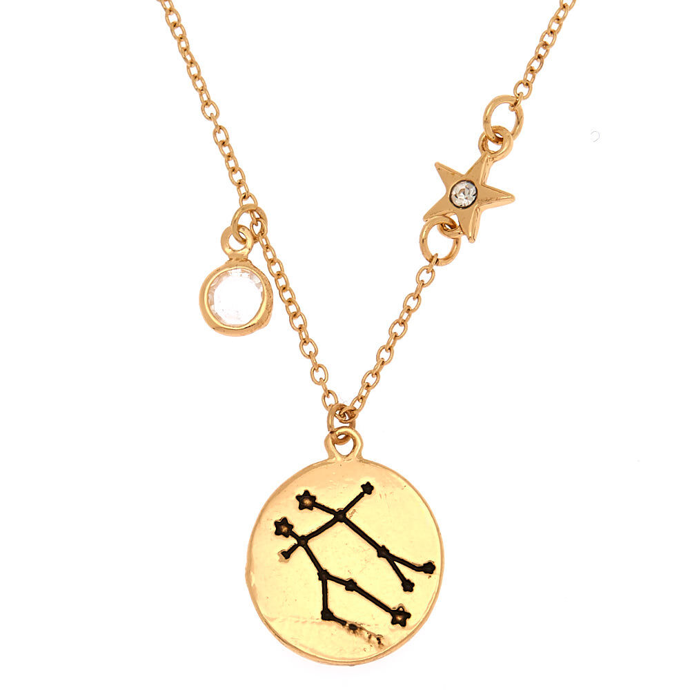 Gold Zodiac Pendant Necklace - Gemini,