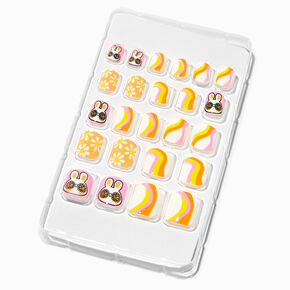 Groovy Bunny Square Press On Vegan Faux Nail Set - 24 Pack,
