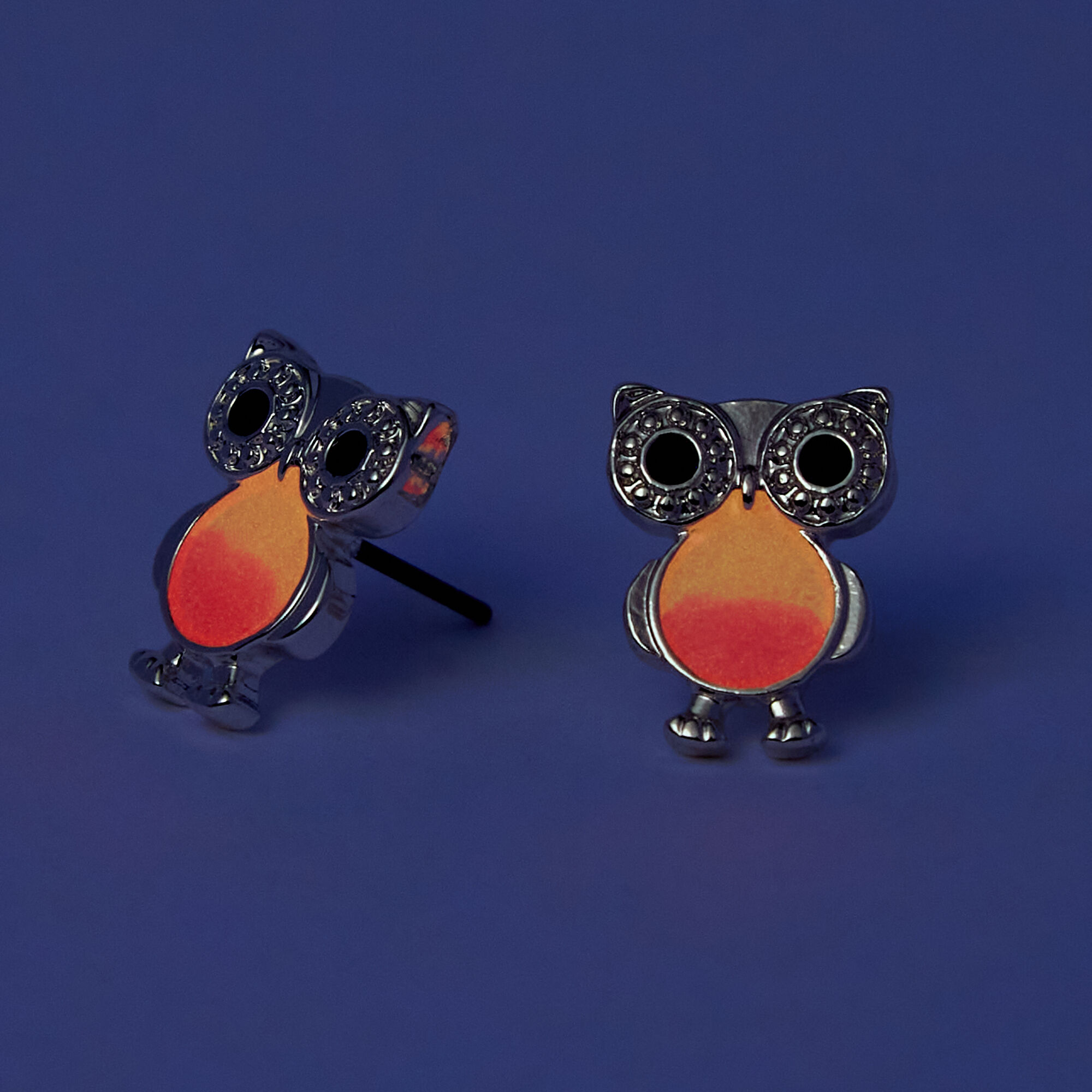 Glow In the Dark Owl Stud Earrings - Pink,