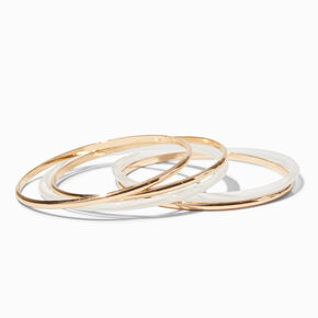 Gold-tone &amp; Clear Resin Bangle Bracelets - 5 Pack,